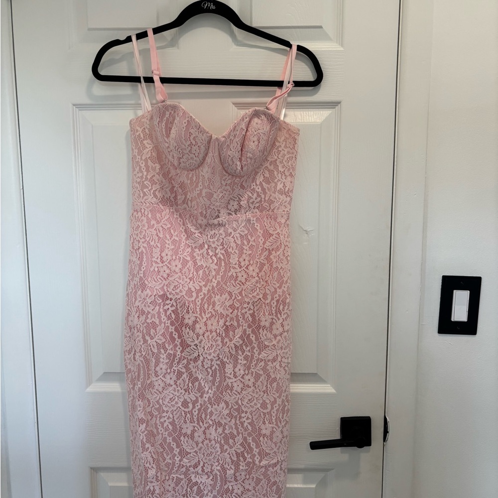 BCBGMaxAzria Soft Pink Lace Chemise with Adjustable Straps